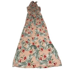 Forever 21 Maxi Dress Womens Small Peach Tropical Floral Excellent Halter Slit